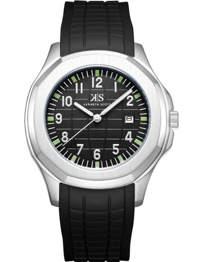 Kenneth Scott Men's Analog Black Dial Watch - K24014-SSBB