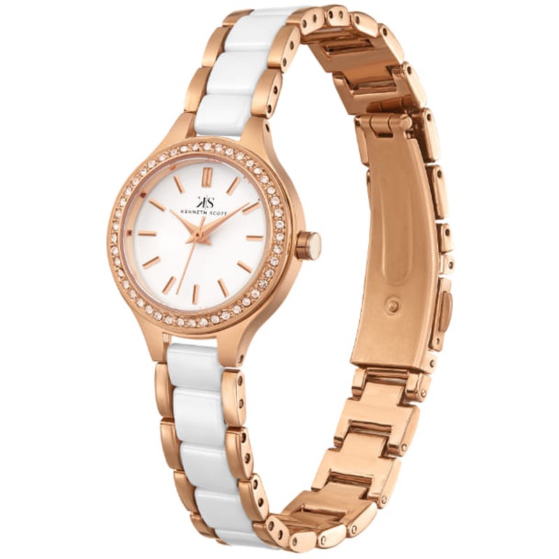 Kenneth Scott Women's Analog White Dial Watch - K23509-KCWW