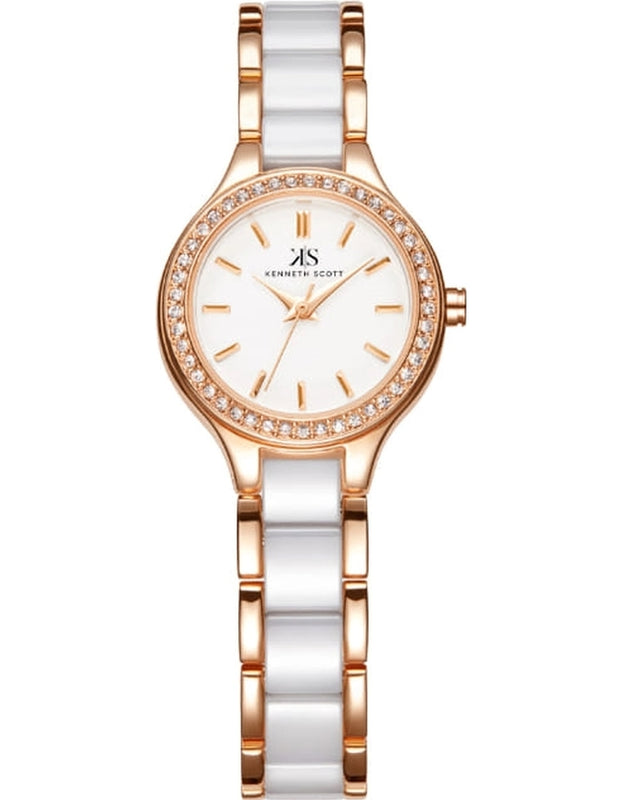 Kenneth Scott Women's Analog White Dial Watch - K23509-KCWW