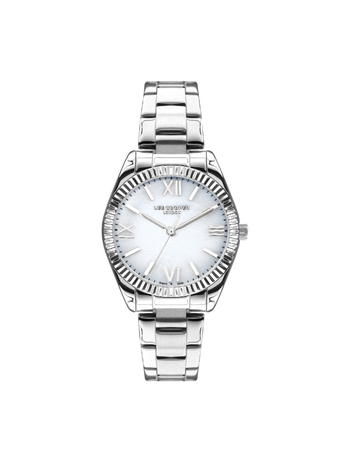 ساعة لي كوبر النسائية التناظرية ذات المينا البيضاء - LC07459.320