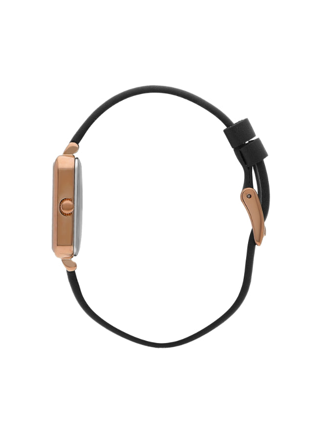 ساعة لي كوبر النسائية التناظرية ذات المينا السوداء - LC07814.451