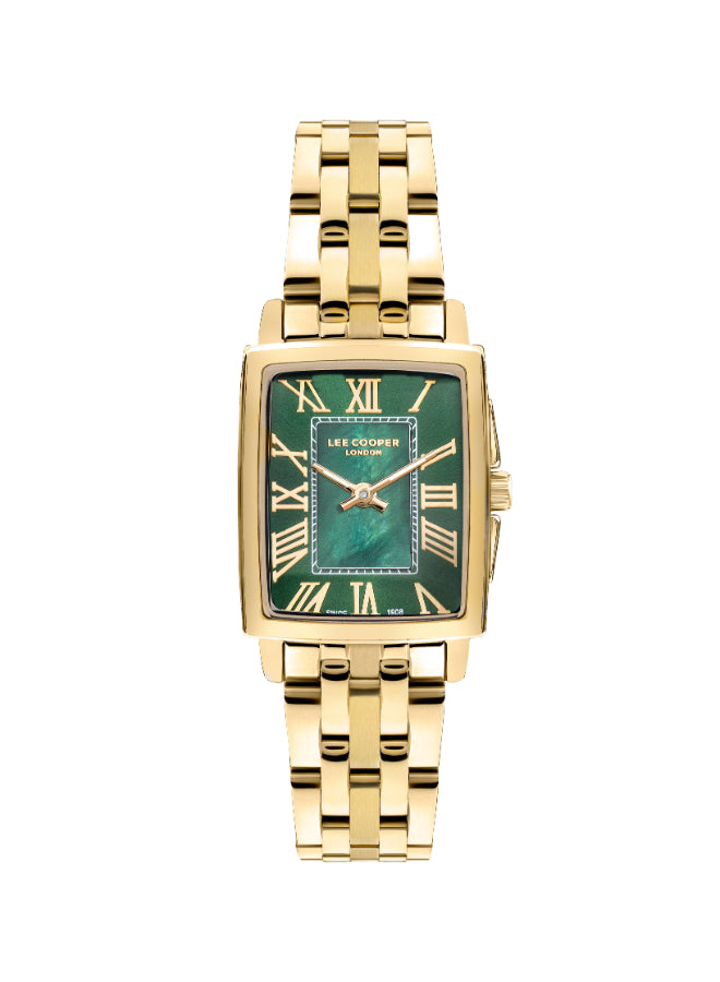 ساعة لي كوبر النسائية التناظرية ذات المينا الأخضر الداكن - LC07940.170