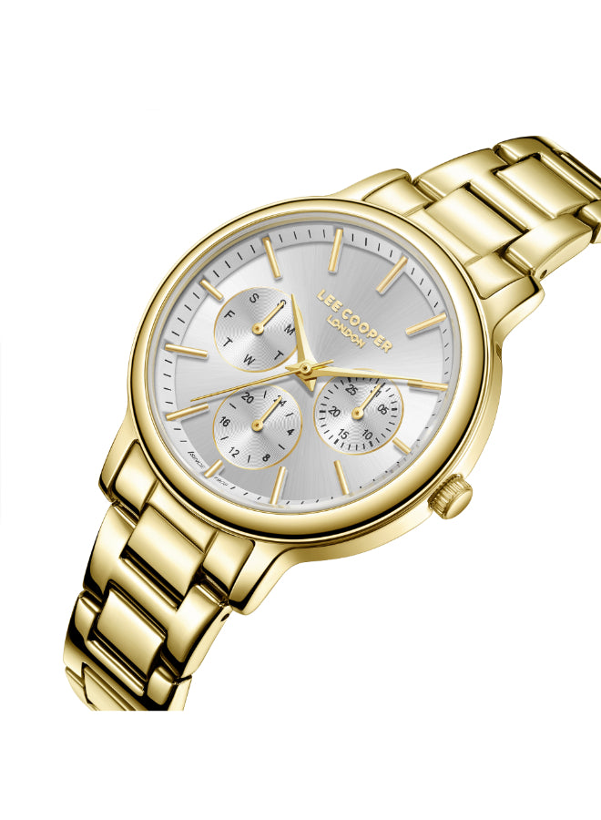 ساعة لي كوبر النسائية متعددة الوظائف ذات المينا الفضية - LC07946.130