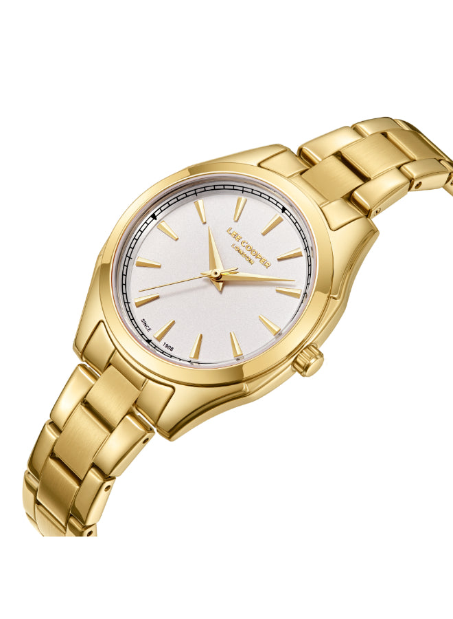 ساعة لي كوبر النسائية التناظرية ذات المينا الفضية - LC08006.130