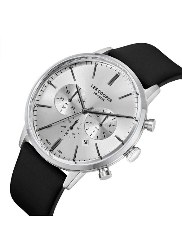 ساعة لي كوبر الرجالية متعددة الوظائف ذات مينا فضي - LC08043.331