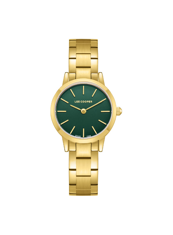 ساعة لي كوبر النسائية التناظرية ذات المينا الأخضر الداكن - LC08098.170