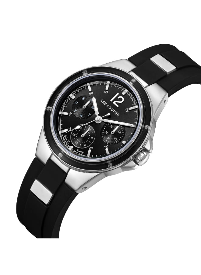 ساعة لي كوبر النسائية متعددة الوظائف ذات المينا السوداء - LC08099.351