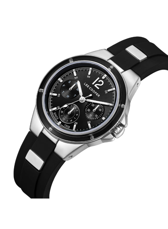 ساعة لي كوبر النسائية متعددة الوظائف ذات المينا السوداء - LC08099.351