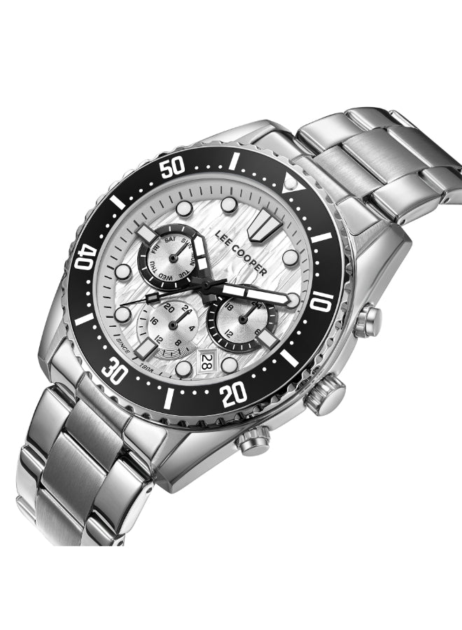 ساعة لي كوبر الرجالية متعددة الوظائف ذات المينا الفضية - LC08101.330