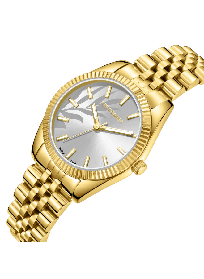ساعة لي كوبر النسائية التناظرية ذات المينا الفضية - LC08102.130