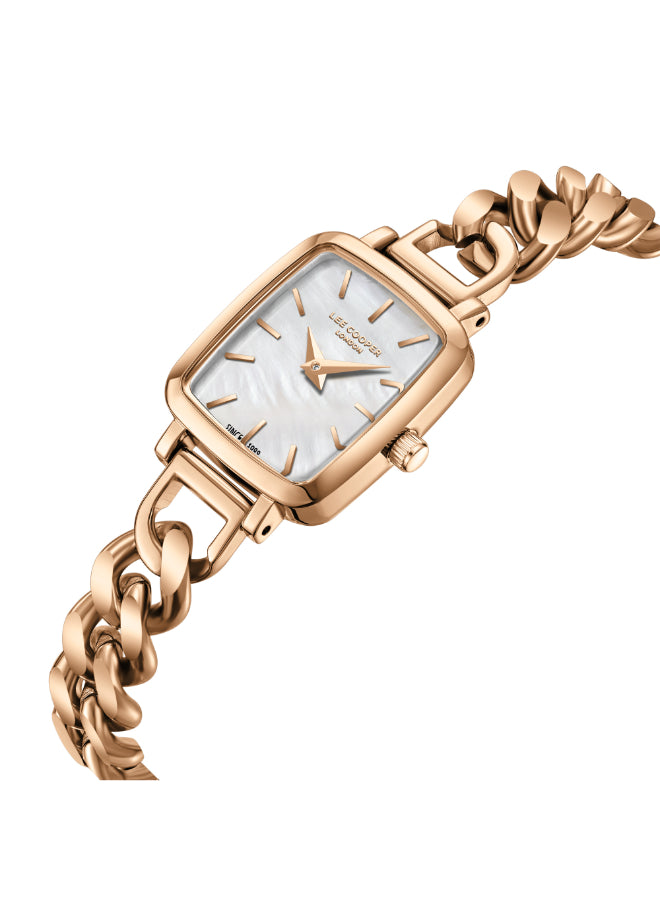 ساعة لي كوبر النسائية التناظرية ذات المينا المصنوع من عرق اللؤلؤ - LC08130.420