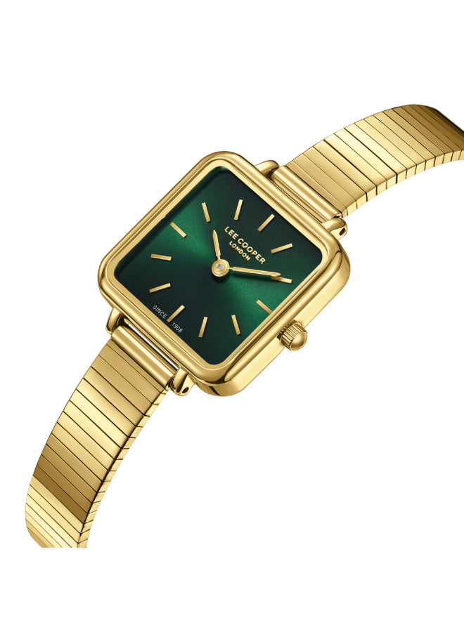 ساعة لي كوبر النسائية التناظرية ذات المينا الأخضر الداكن - LC08138.170