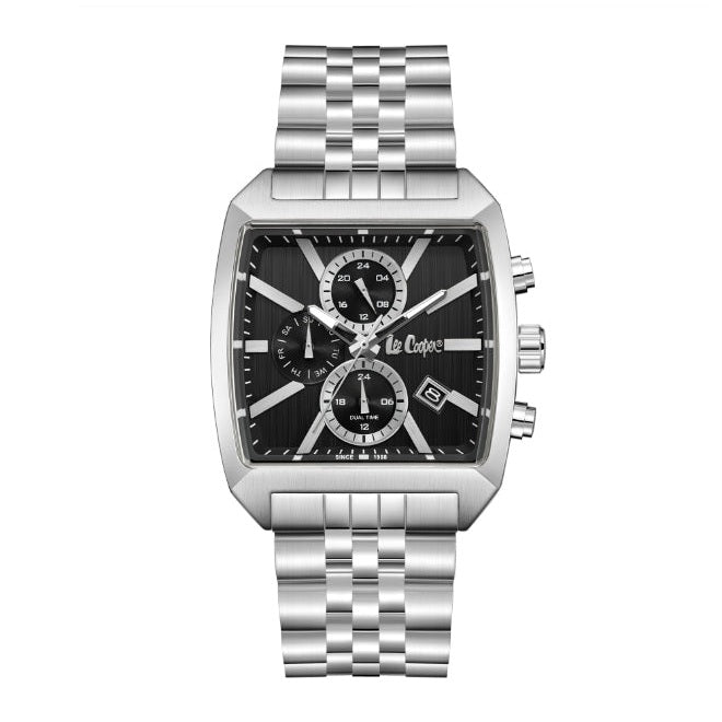 ساعة لي كوبر الرجالية متعددة الوظائف ذات المينا السوداء - LC08139.350