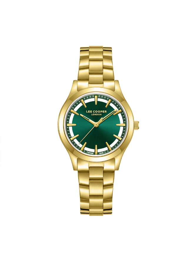 ساعة لي كوبر النسائية التناظرية ذات المينا الأخضر الداكن - LC08147.170
