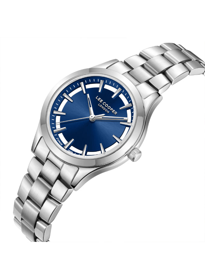 ساعة لي كوبر النسائية التناظرية ذات المينا الأزرق الداكن - LC08147.390