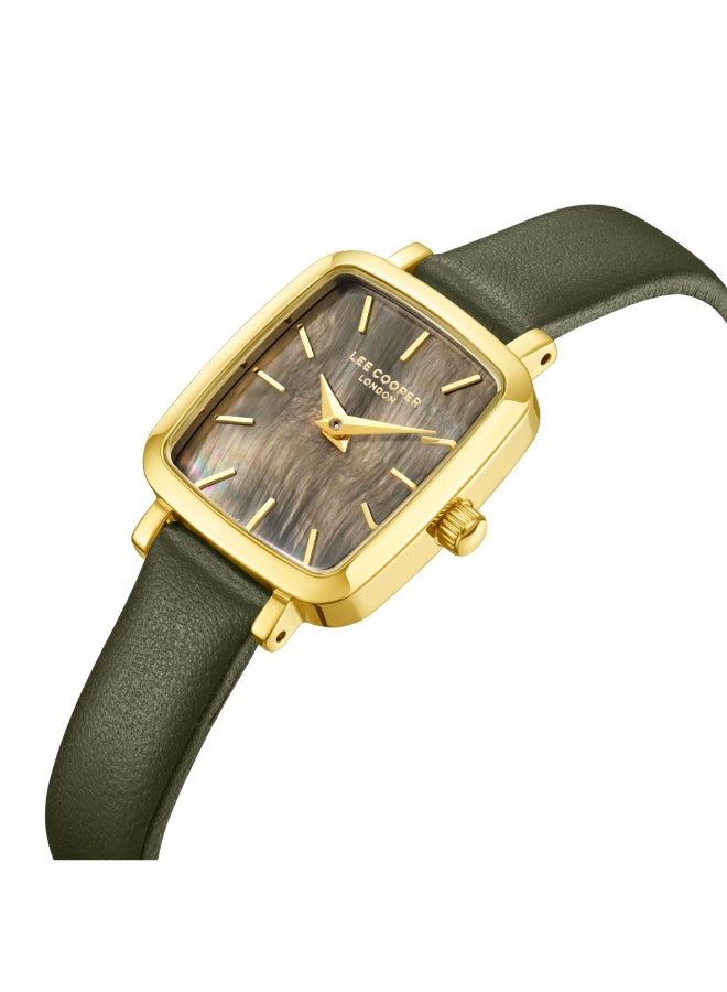 ساعة لي كوبر النسائية التناظرية ذات المينا الأخضر الداكن - LC08151.175