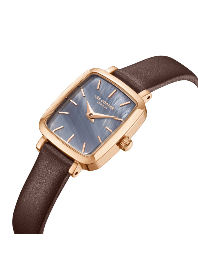 ساعة لي كوبر النسائية التناظرية ذات المينا السوداء - LC08151.552