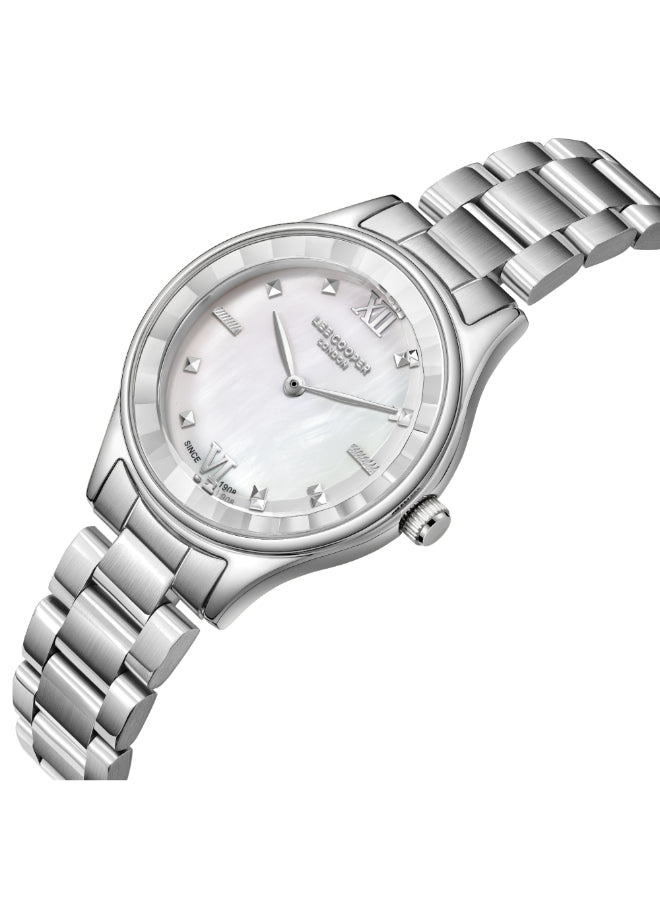 ساعة لي كوبر النسائية التناظرية ذات المينا المصنوع من عرق اللؤلؤ - LC08157.320