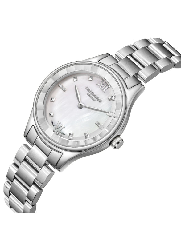 ساعة لي كوبر النسائية التناظرية ذات المينا المصنوع من عرق اللؤلؤ - LC08157.320