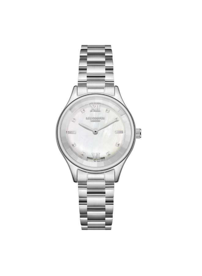 ساعة لي كوبر النسائية التناظرية ذات المينا المصنوع من عرق اللؤلؤ - LC08157.320
