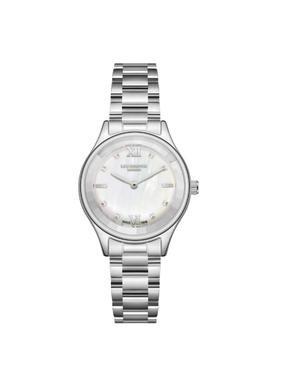 ساعة لي كوبر النسائية التناظرية ذات المينا المصنوع من عرق اللؤلؤ - LC08157.320