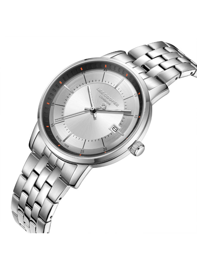 ساعة لي كوبر الرجالية التناظرية ذات المينا الفضية - LC08164.330