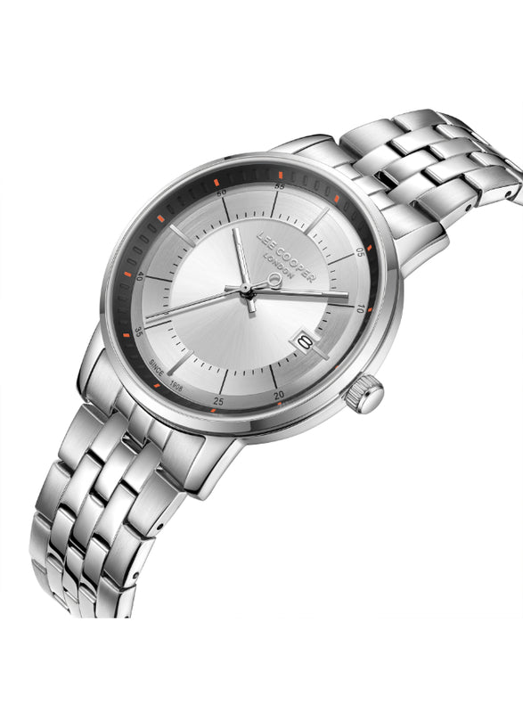 ساعة لي كوبر الرجالية التناظرية ذات المينا الفضية - LC08164.330