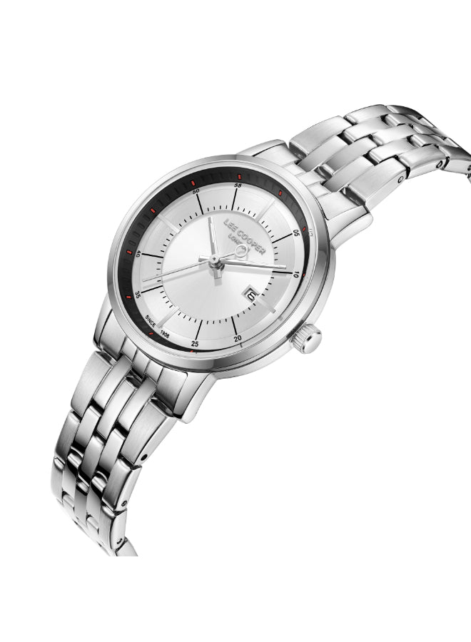 ساعة لي كوبر النسائية التناظرية ذات المينا الفضية - LC08165.330