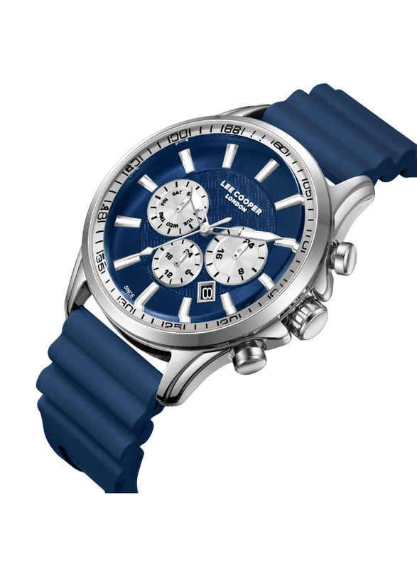 ساعة لي كوبر الرجالية متعددة الوظائف بمينا أزرق داكن - LC08170.399