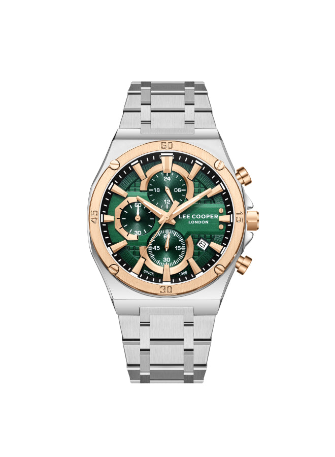 ساعة لي كوبر الرجالية متعددة الوظائف بمينا أخضر داكن - LC08171.570