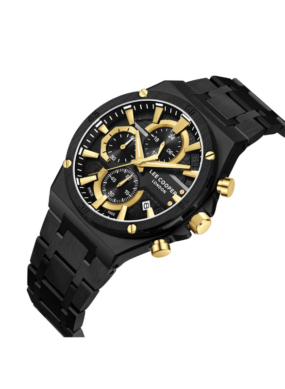ساعة لي كوبر الرجالية متعددة الوظائف ذات المينا السوداء - LC08171.650