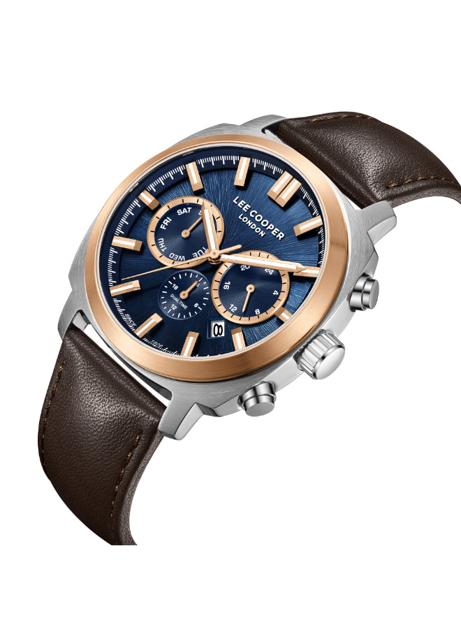 ساعة لي كوبر الرجالية متعددة الوظائف بمينا أزرق داكن - LC08172.592