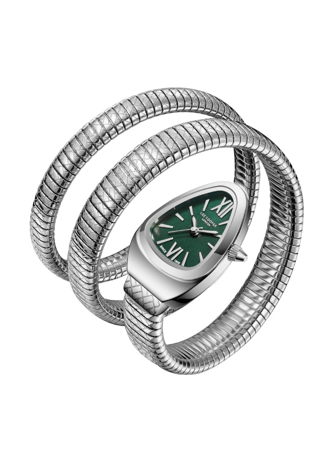 ساعة لي كوبر النسائية التناظرية ذات المينا الأخضر الداكن - LC08173.370