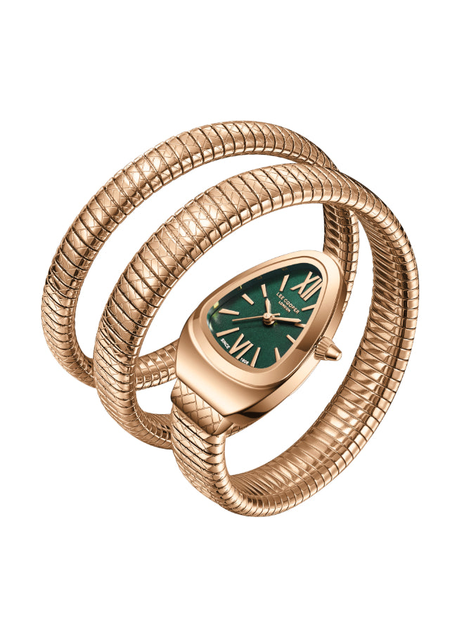 ساعة لي كوبر النسائية التناظرية ذات المينا الأخضر الداكن - LC08173.470