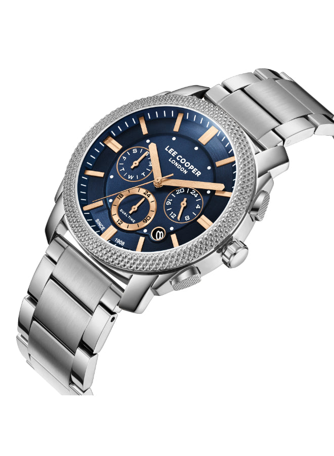 ساعة لي كوبر الرجالية متعددة الوظائف بمينا أزرق داكن - LC08177.390