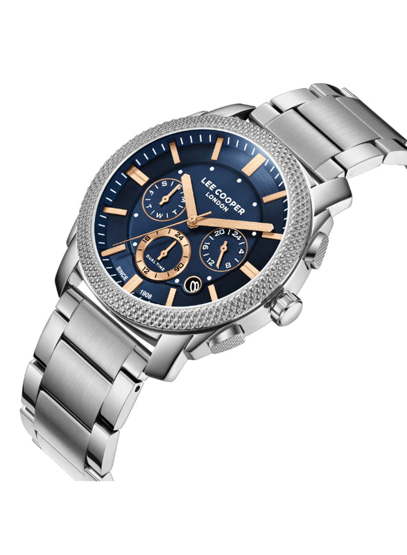 ساعة لي كوبر الرجالية متعددة الوظائف بمينا أزرق داكن - LC08177.390