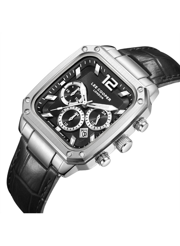 ساعة لي كوبر الرجالية متعددة الوظائف ذات المينا السوداء - LC08184.351