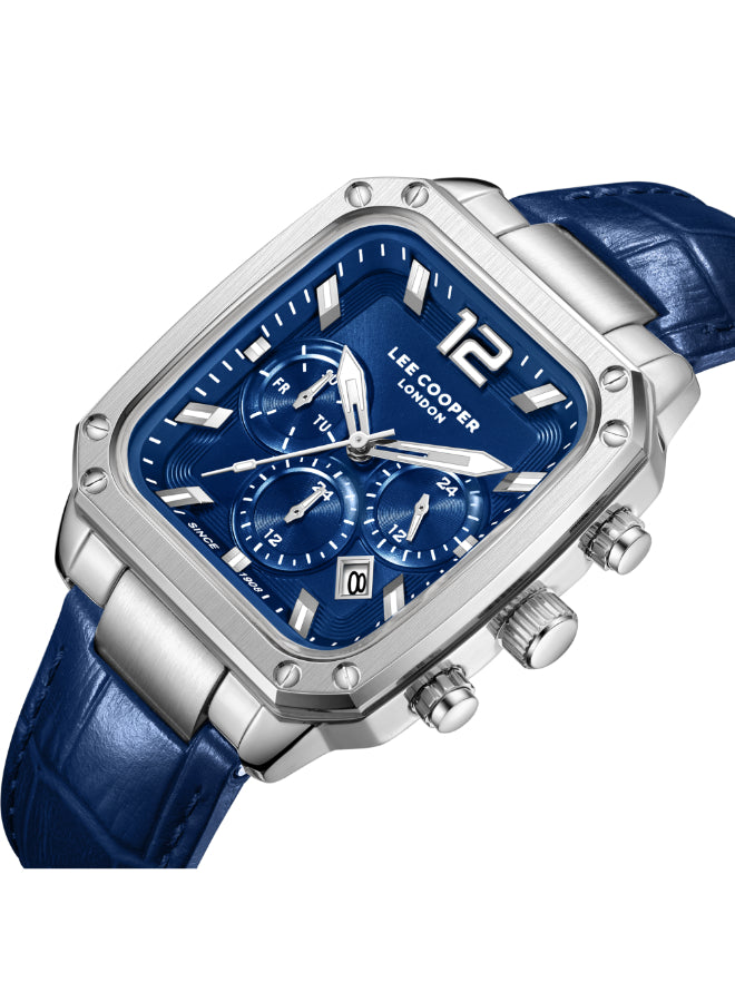 ساعة لي كوبر الرجالية متعددة الوظائف بمينا أزرق داكن - LC08184.399
