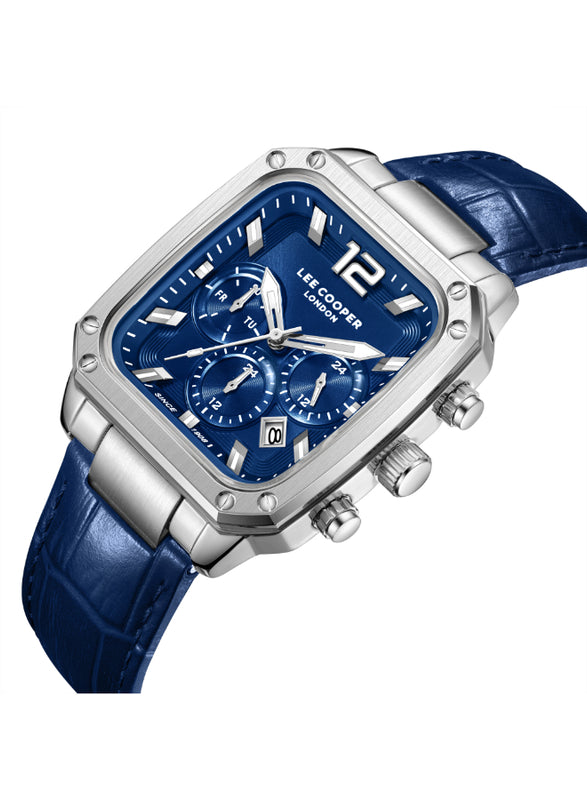 ساعة لي كوبر الرجالية متعددة الوظائف بمينا أزرق داكن - LC08184.399