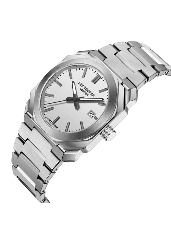 ساعة لي كوبر الرجالية التناظرية ذات المينا الفضية - LC08185.330