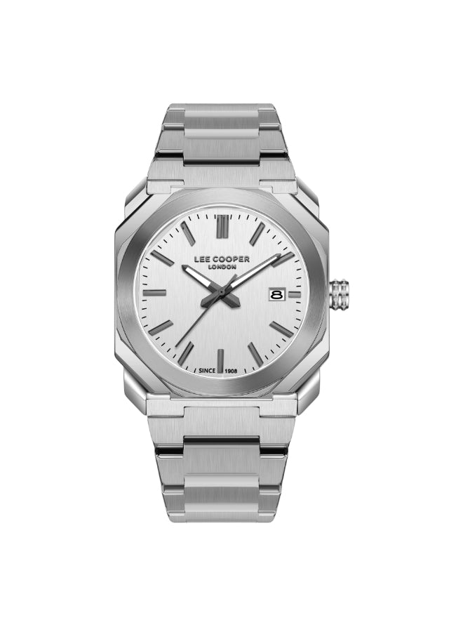 ساعة لي كوبر الرجالية التناظرية ذات المينا الفضية - LC08185.330