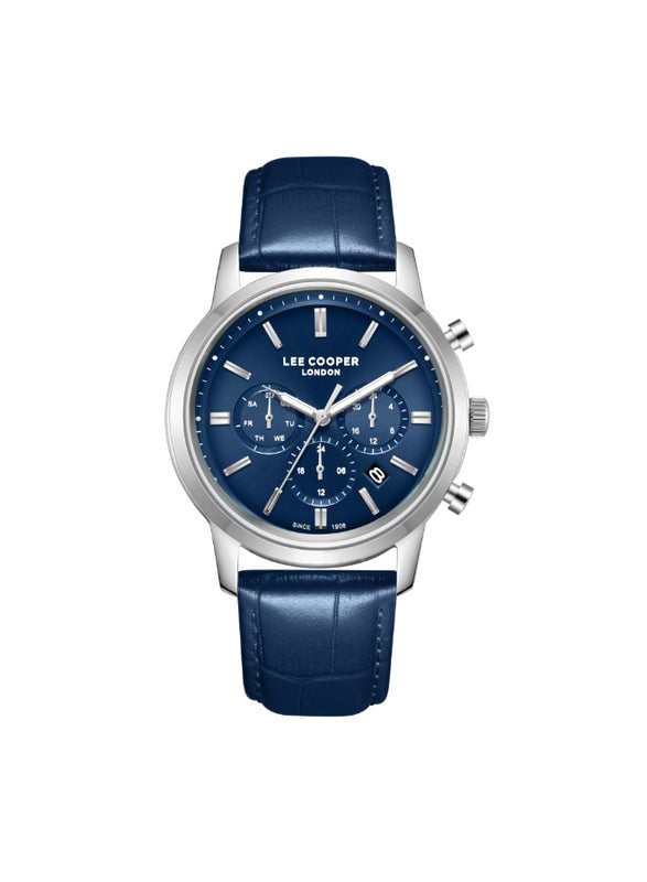 ساعة لي كوبر الرجالية متعددة الوظائف بمينا أزرق داكن - LC08186.399