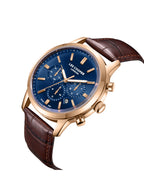 ساعة لي كوبر الرجالية متعددة الوظائف بمينا أزرق داكن - LC08186.492