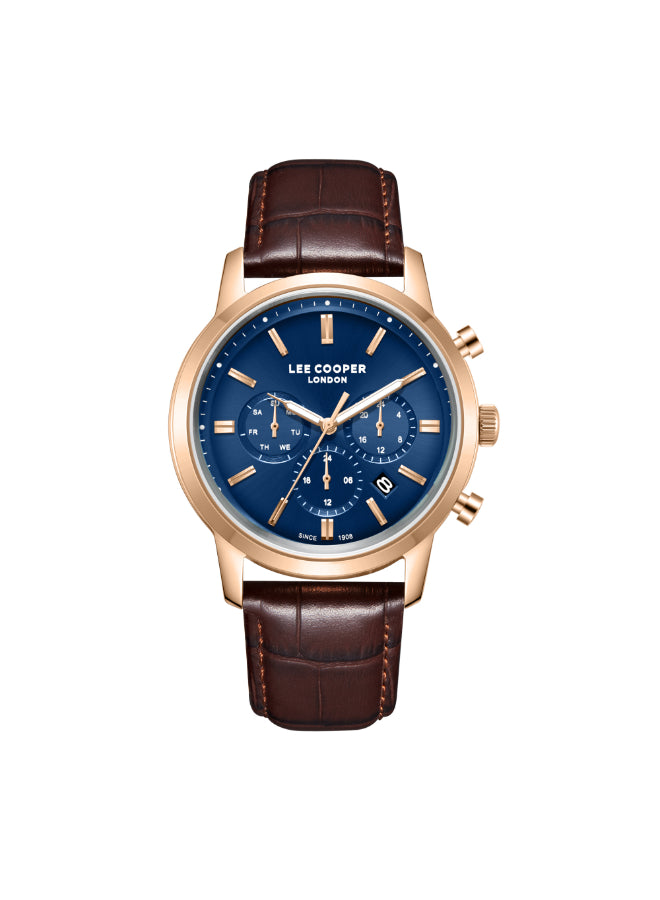 ساعة لي كوبر الرجالية متعددة الوظائف بمينا أزرق داكن - LC08186.492