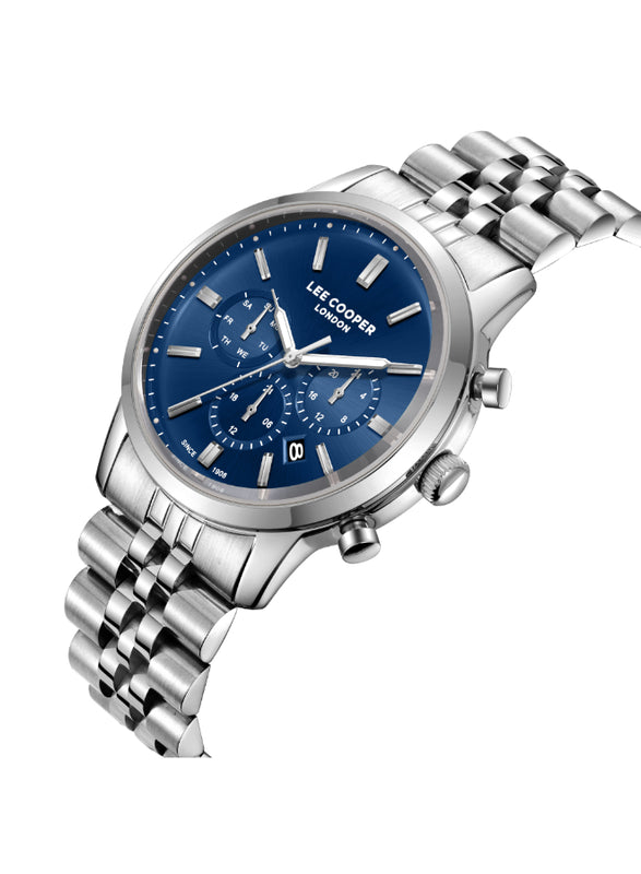 ساعة لي كوبر الرجالية متعددة الوظائف بمينا أزرق داكن - LC08187.390