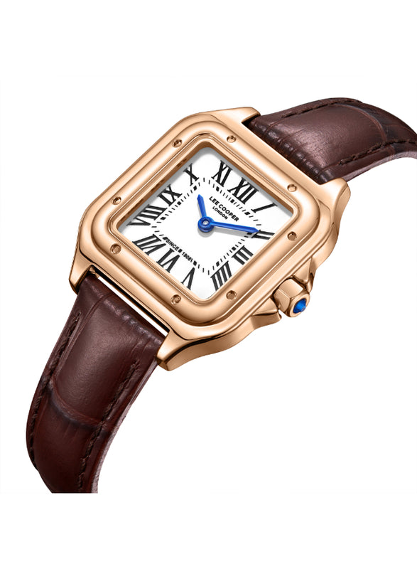 ساعة لي كوبر النسائية التناظرية ذات المينا البيضاء - LC08191.431