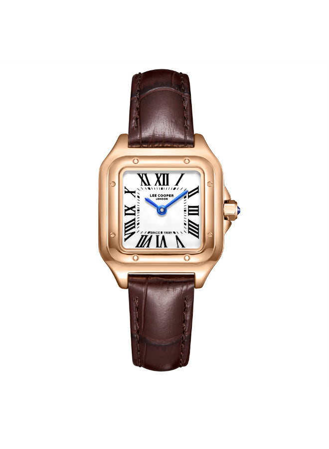 ساعة لي كوبر النسائية التناظرية ذات المينا البيضاء - LC08191.431