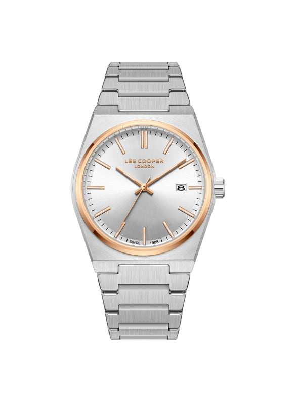 ساعة لي كوبر الرجالية التناظرية ذات المينا الفضية - LC08196.530