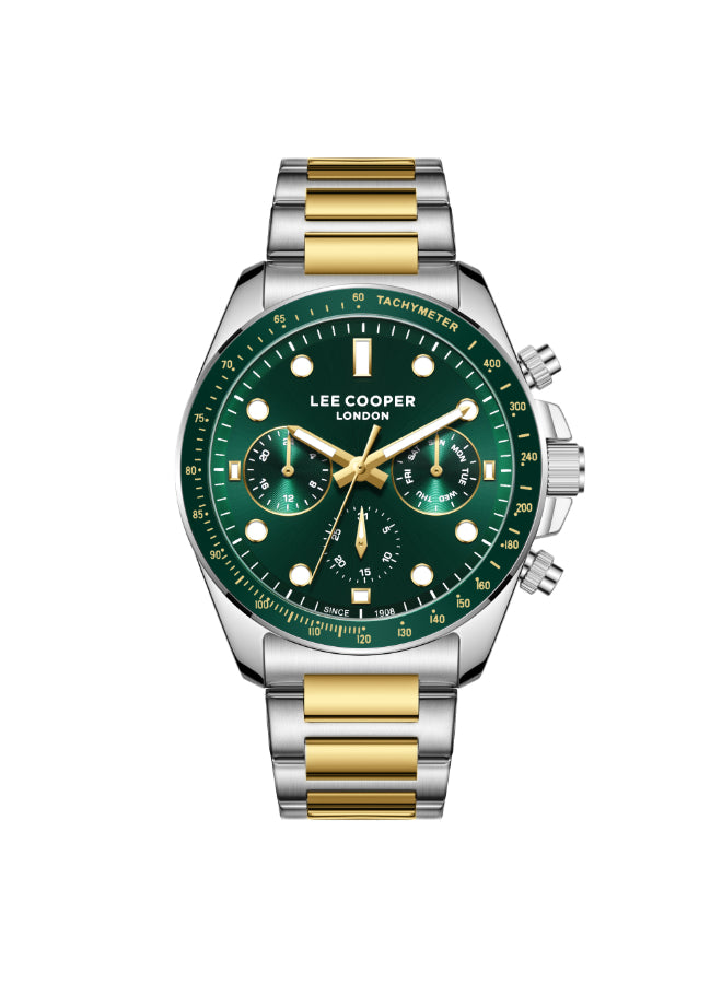 ساعة لي كوبر الرجالية متعددة الوظائف بمينا أخضر داكن - LC08215.270