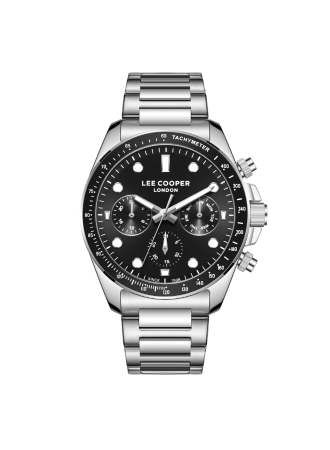 ساعة لي كوبر الرجالية متعددة الوظائف ذات المينا السوداء - LC08215.350